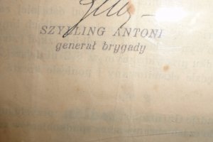 Podpis gen bryg Antoniego Szyllinga późniejszego dowódcy Armii Kraków