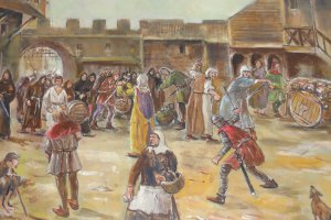 7 Zajęcie zamku pszczyńskiego przez pasierbów księżnej Barbary Rokemberg w 1462 r – mal J Misiak 2014 