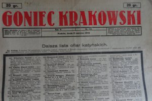 Goniec Krakowski z 1943 r z tzw listą katyńską