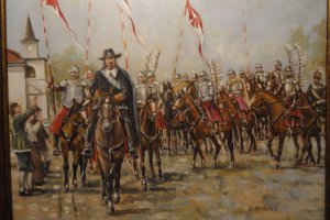 Przemarsz króla Polski Jana II Kazimierza przez Pszczynę podczas „Potopu” szwedzkiego 1655 – mal J Misiak 2014 