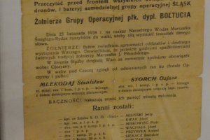 Rozkaz pochwalny skierowany przez gen Władysława Bortnowskiego dla żołnierzy Samodzielnej Grupy Operacyjnej Śląsk za zajęcie Zaolzia